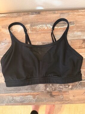 Athleta Black Lightweight Sports Bralette with see thru overlay